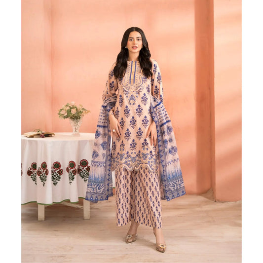 RA-37 Embroidered Printed Lawn Dress with Printed Cotton Silk Dupatta | Women's 3 Piece Summer Suit