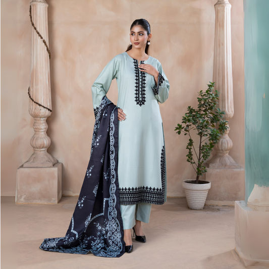 3 Pc Embroidered Dhanak Ready to Wear Dress - Raniya.h | UMRAH0501