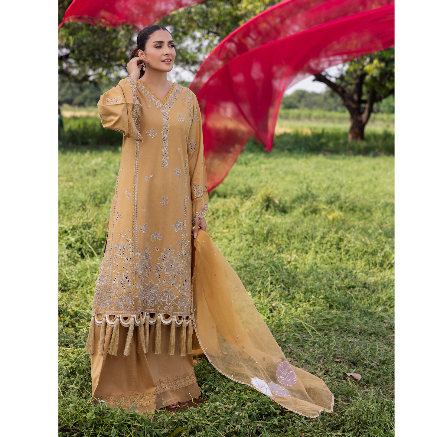 UAL-105 Luxury Festive Lawn Embroidered Mother–Daughter Matching Outfit Set by ALLY'S