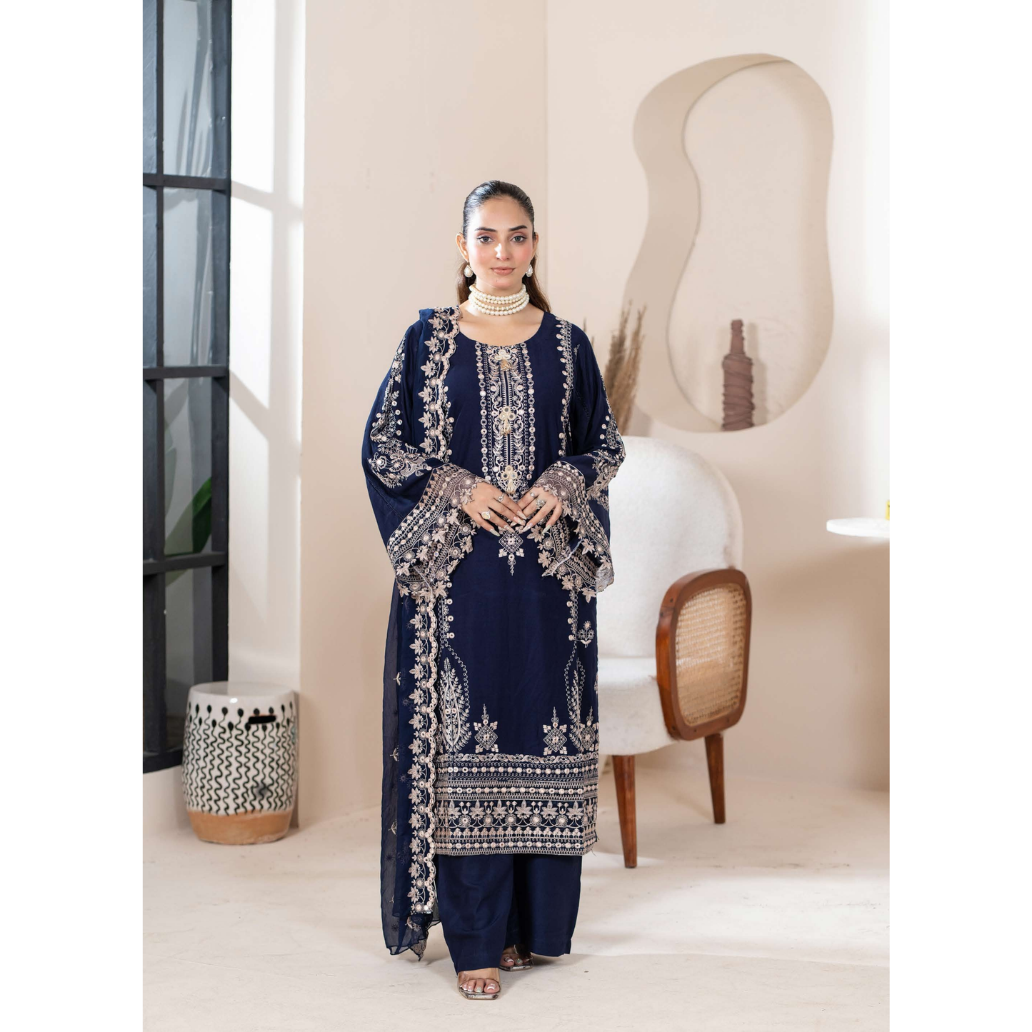 UMRZ-52 "Edenrobe LUX " Embroidered Linen Collection By Rangz