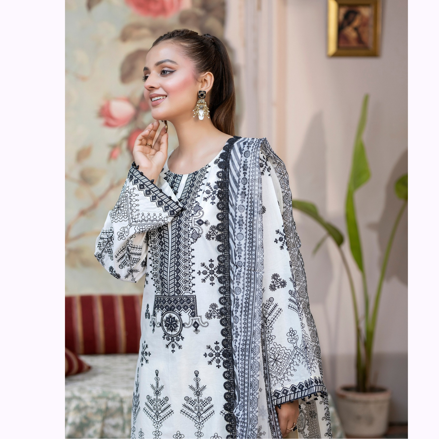 KC-1453 Trendy farshi Shalwar Embroidered Cotton Collection Ready to Wear 3 Pc - Karma Collection