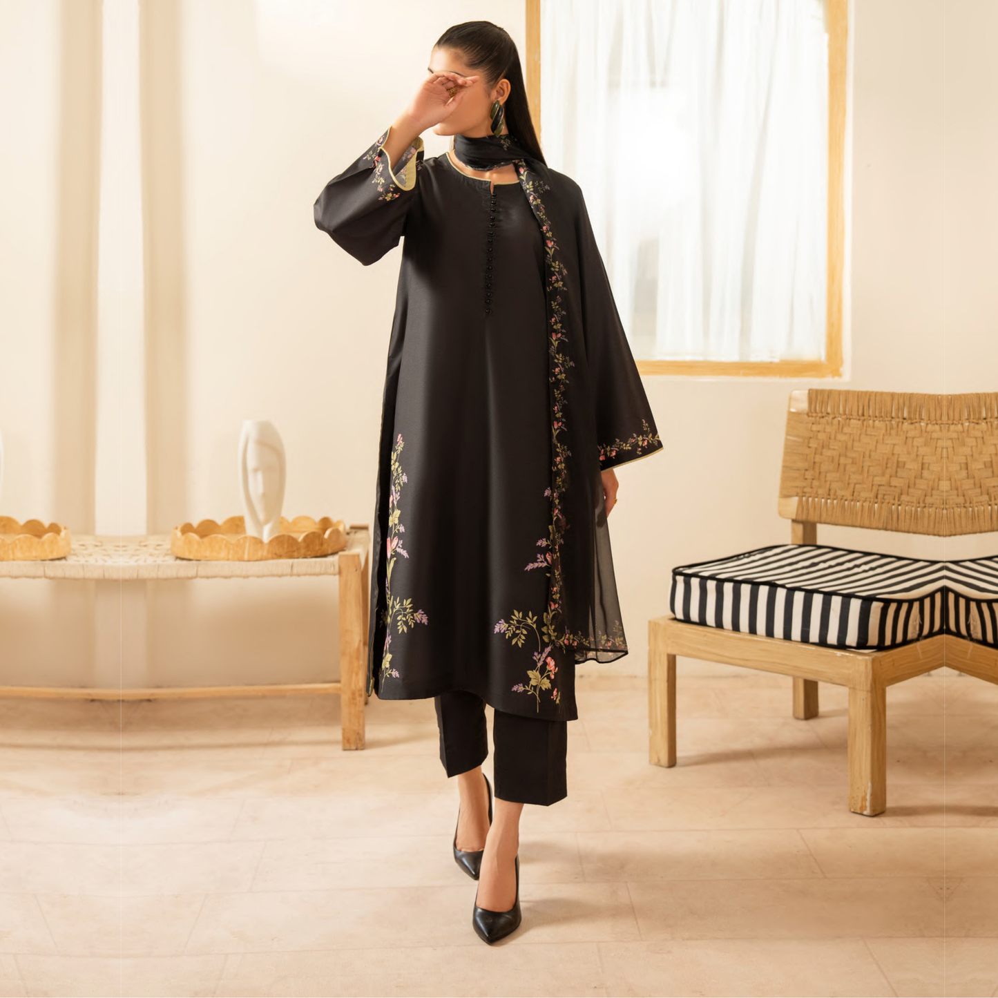 UCA-26 "Gul e Jana" Viscose Silk 3 Pc Collection by Casuallite