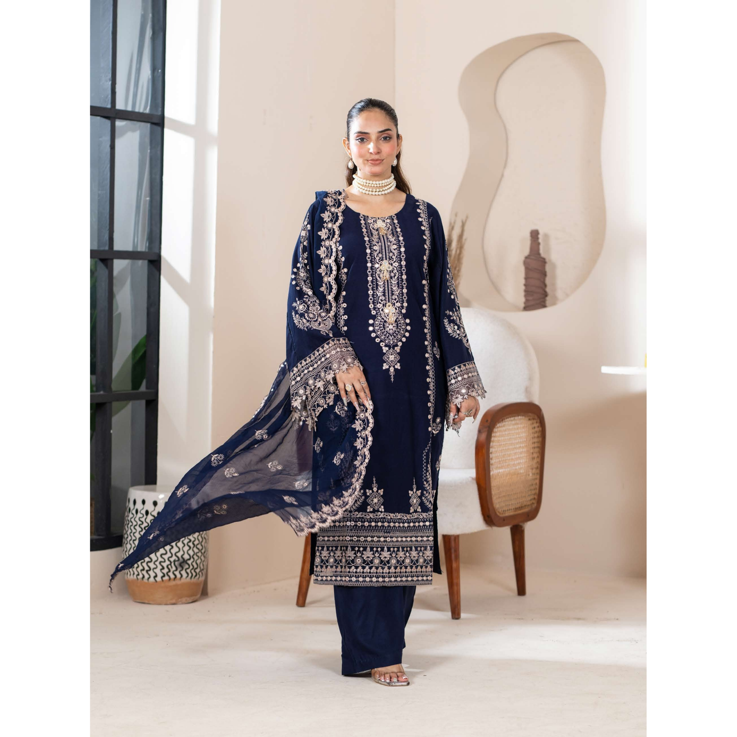 UMRZ-52 "Edenrobe LUX " Embroidered Linen Collection By Rangz