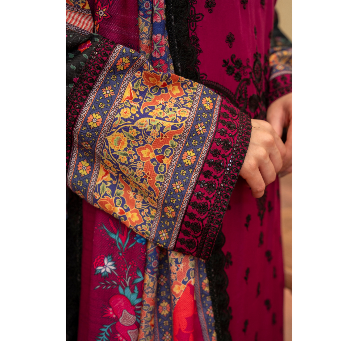 (Rose Red) 3 Pc Ready to Wear Embroidered Printed Collection | Karma Collection | UMKC0803