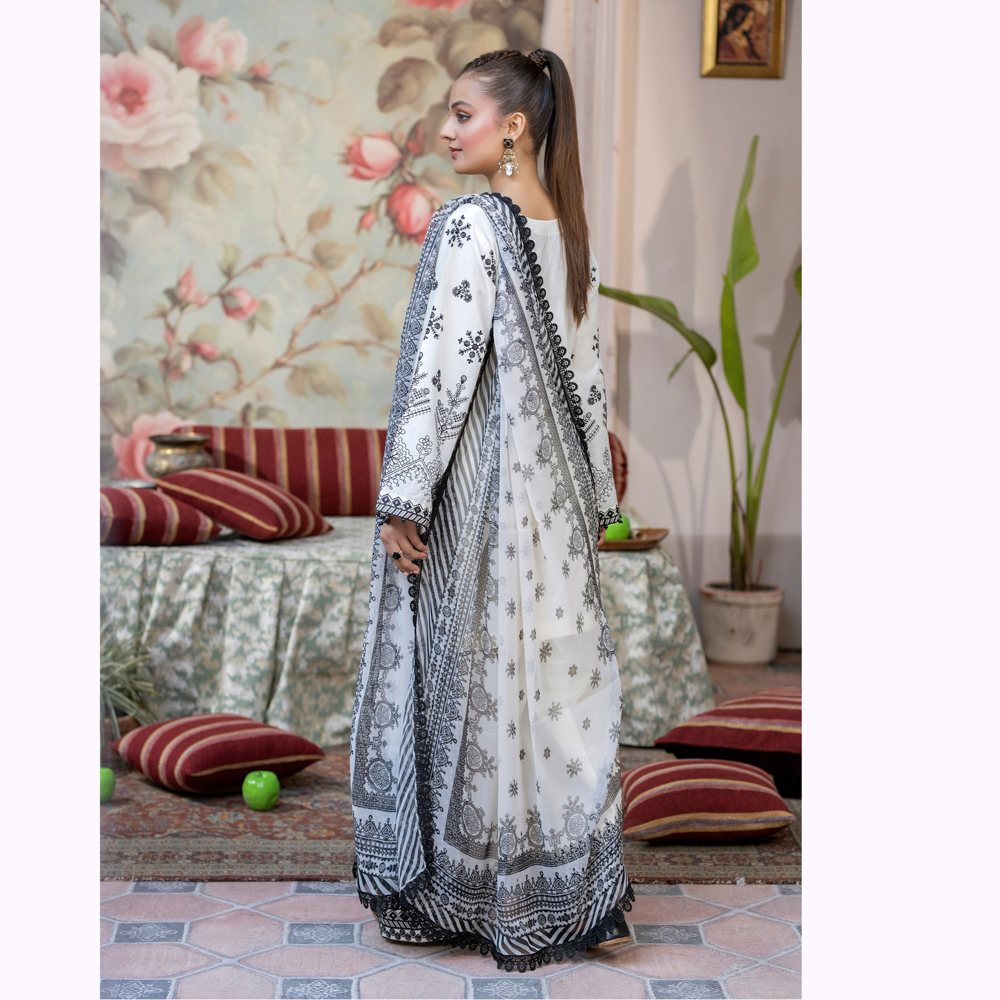 KC-1453 Trendy farshi Shalwar Embroidered Cotton Collection Ready to Wear 3 Pc - Karma Collection