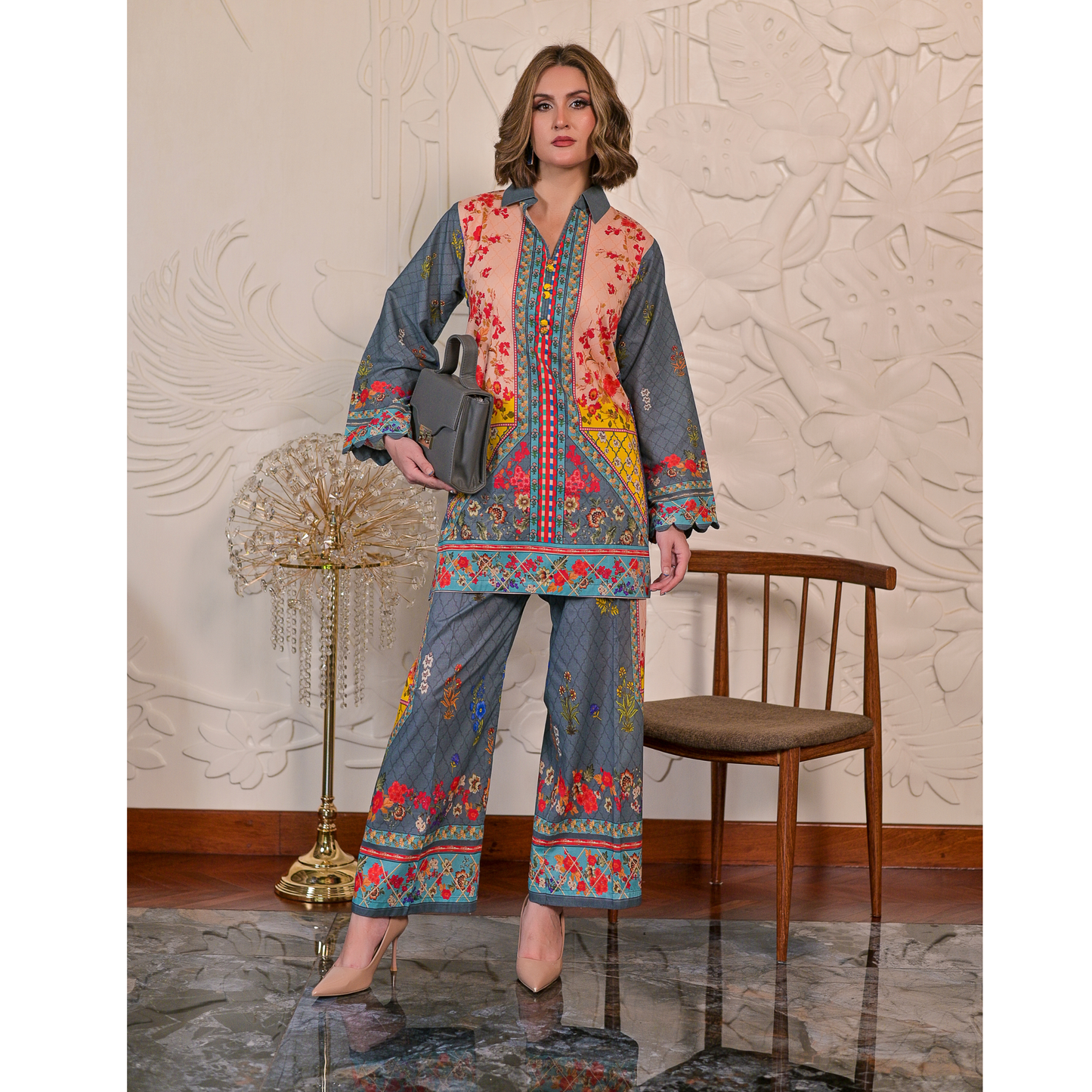 USN-17 Printed Cambric Cotton Co-Ords Set by Saphron