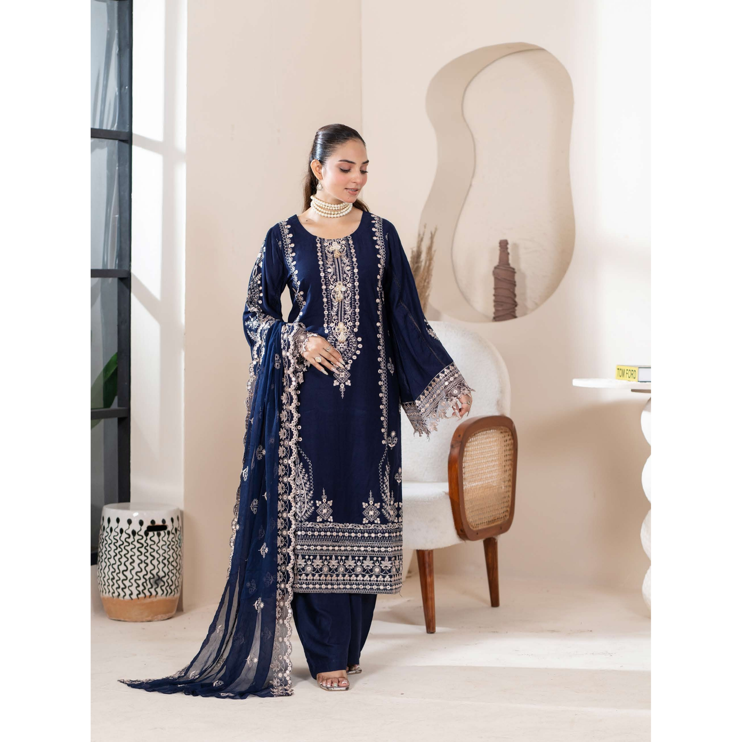 UMRZ-52 "Edenrobe LUX " Embroidered Linen Collection By Rangz