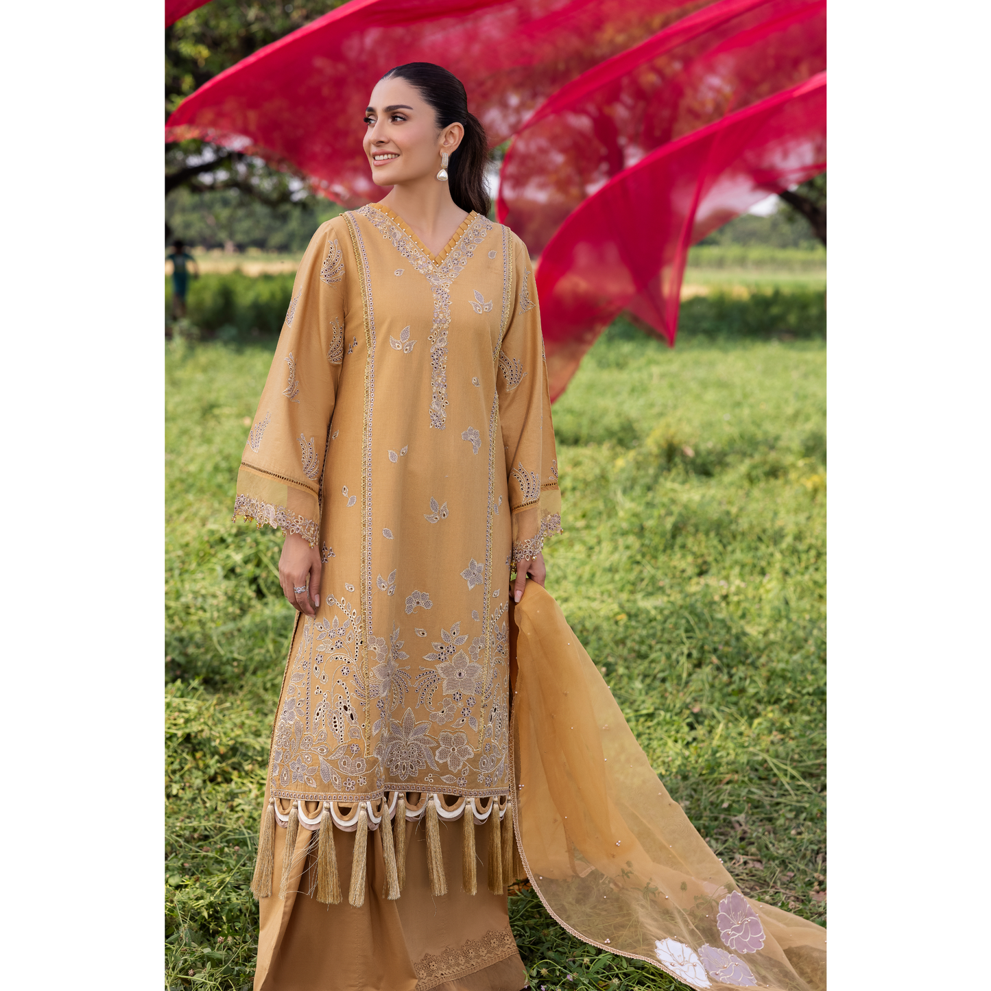 UAL-105 Luxury Festive Lawn Embroidered Mother–Daughter Matching Outfit Set by ALLY'S