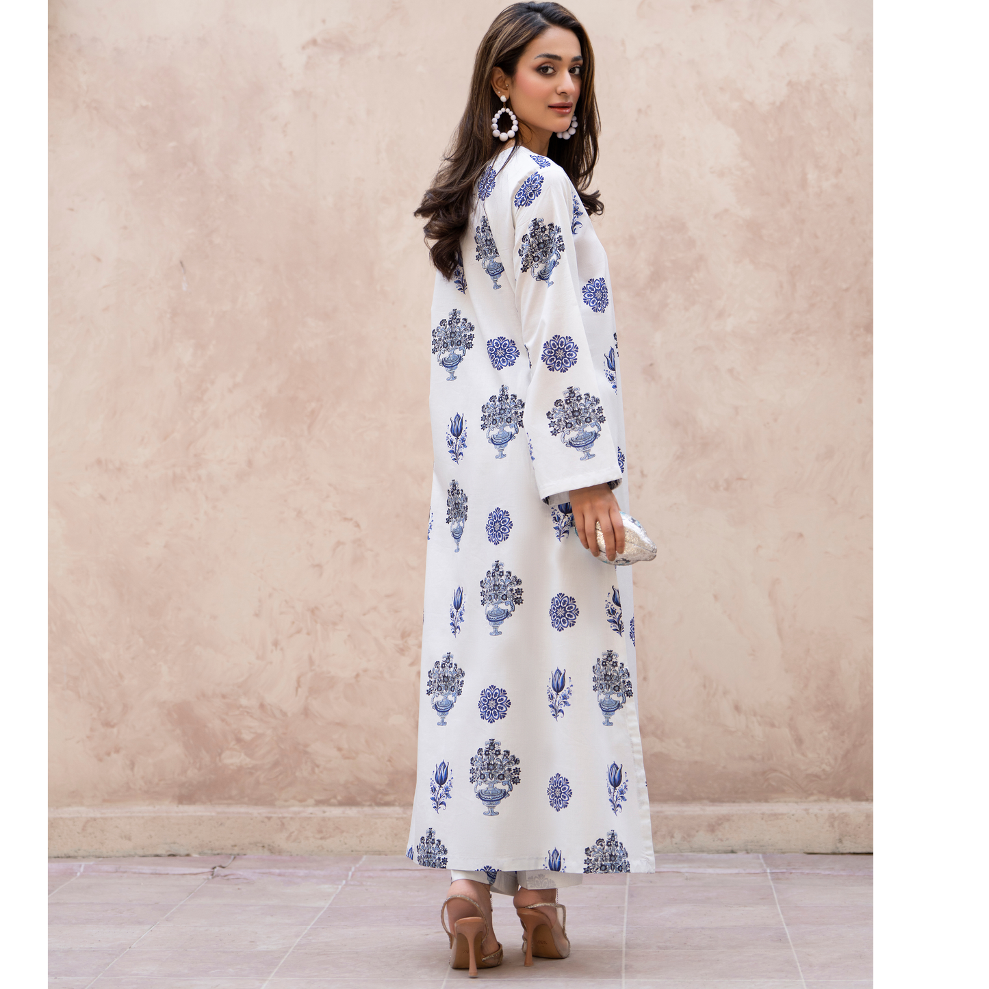 RA-33 Embroidered Lawn Long Kaftan Style 2 Piece Casual Summer Collection by Raniya.h