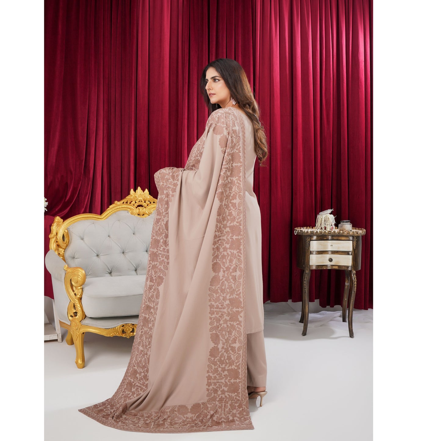 3 Pc Dhanak Shirt & trouser with Dhanak Shawl | Winter Collection | SIMRANS