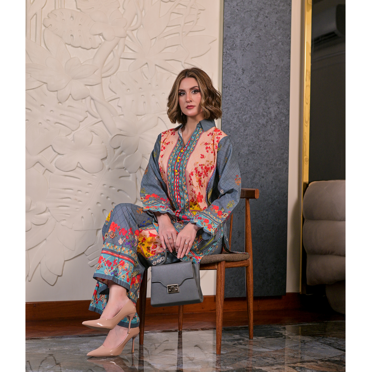 USN-17 Printed Cambric Cotton Co-Ords Set by Saphron