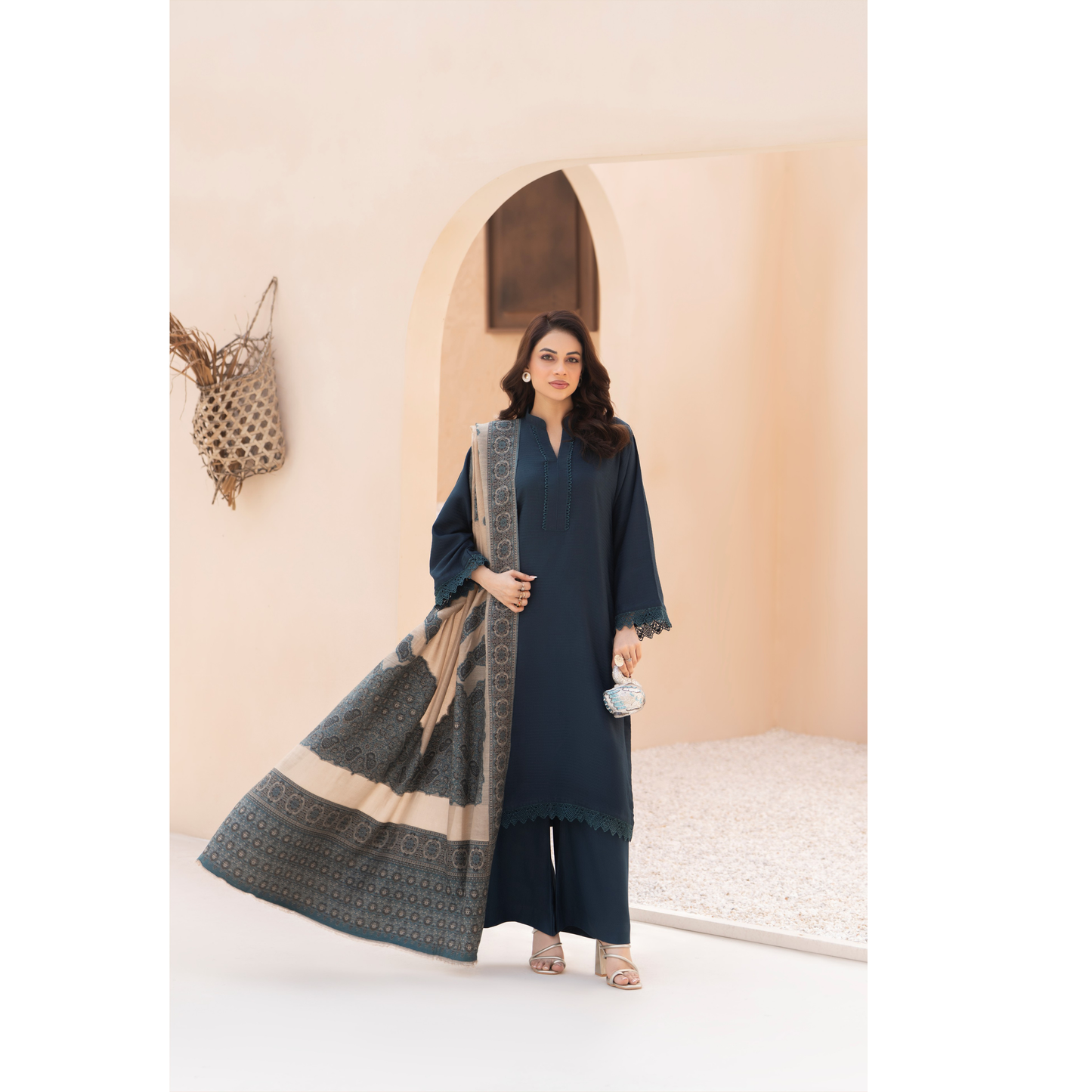 RA-23 Dhanak Dress with Kashmiri Wool Shawl 3 Pc Collection |Ready to Wear | Winter Collection | Raniya.h