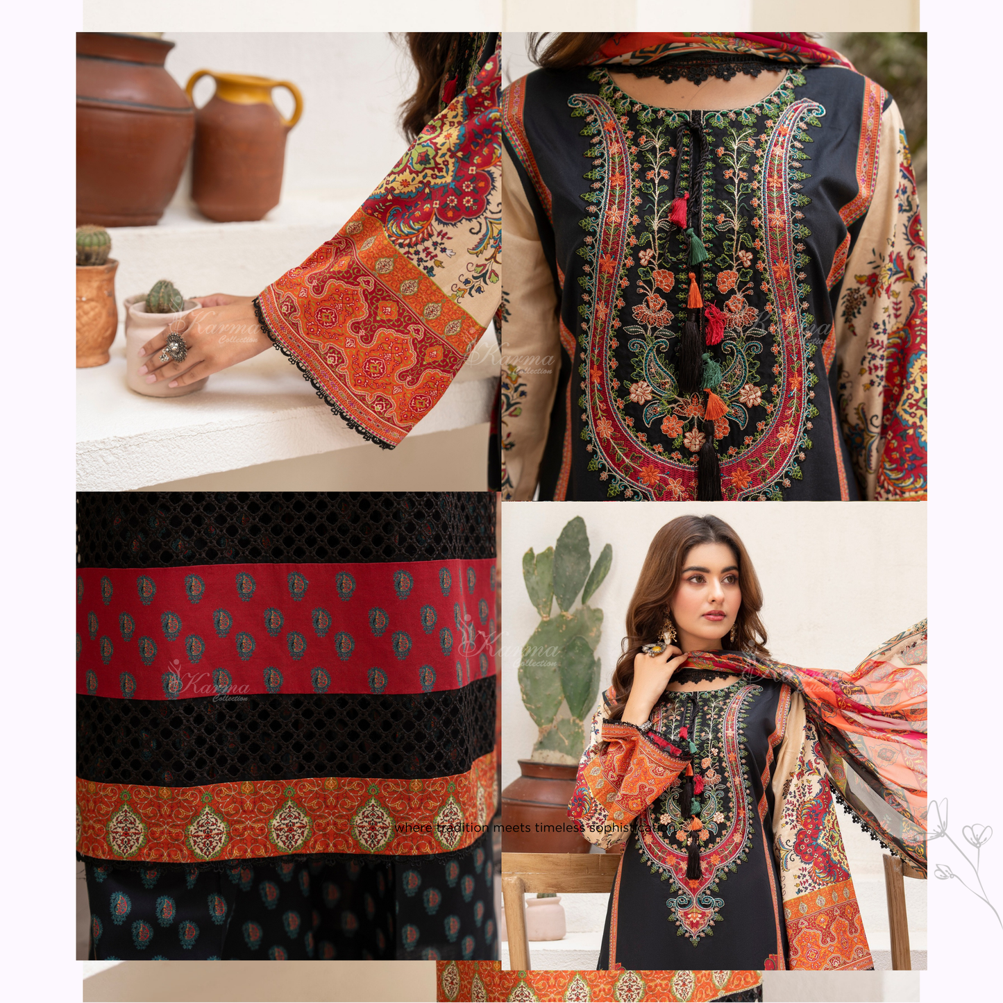 "Aina II" Embroidered Printed Lawn 3 Pc Collection by Karma Collection