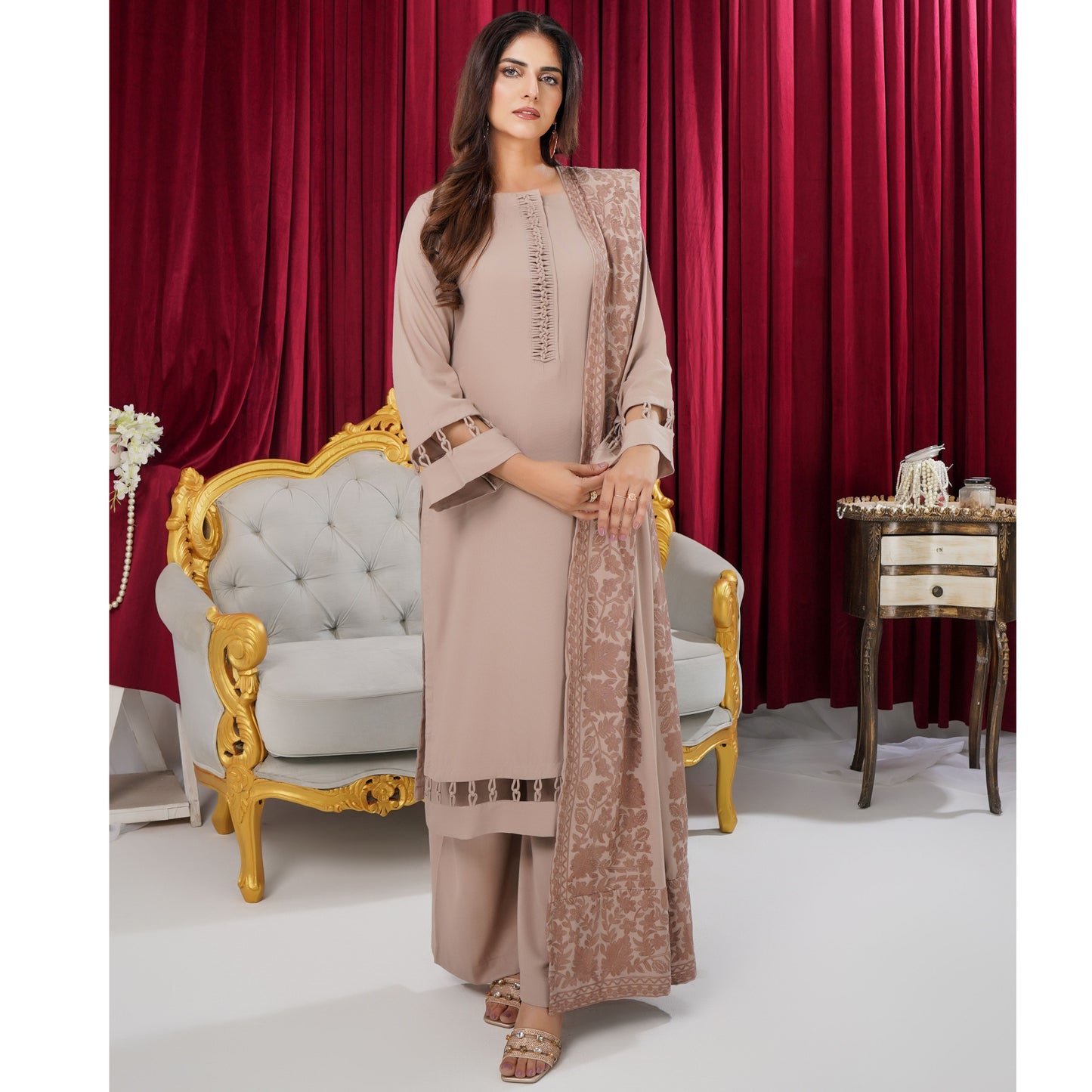 3 Pc Dhanak Shirt & trouser with Dhanak Shawl | Winter Collection | SIMRANS
