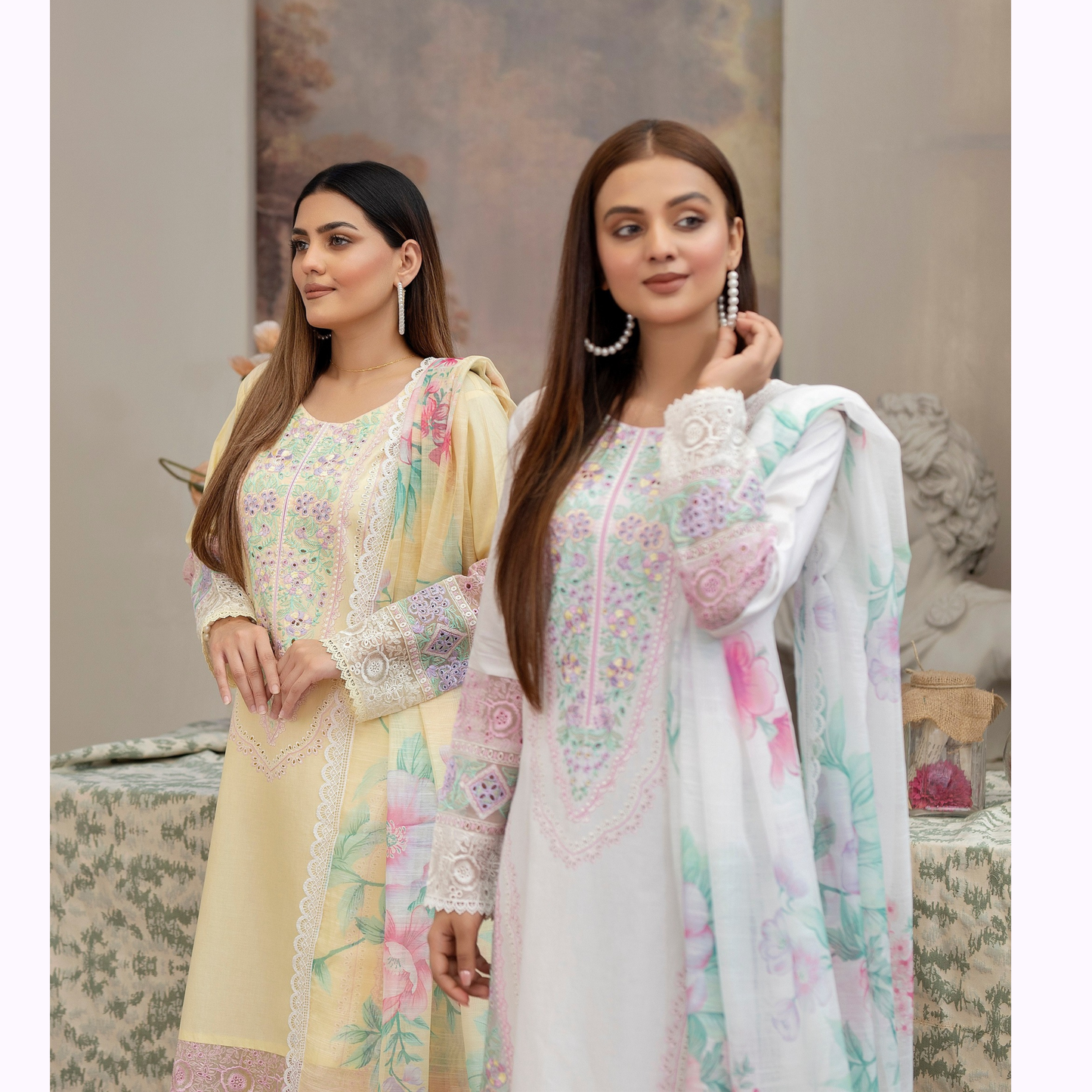 KC-1451 Embroidered Chikenkari Cotton Collection Ready to Wear 3 Pc - Karma Collection