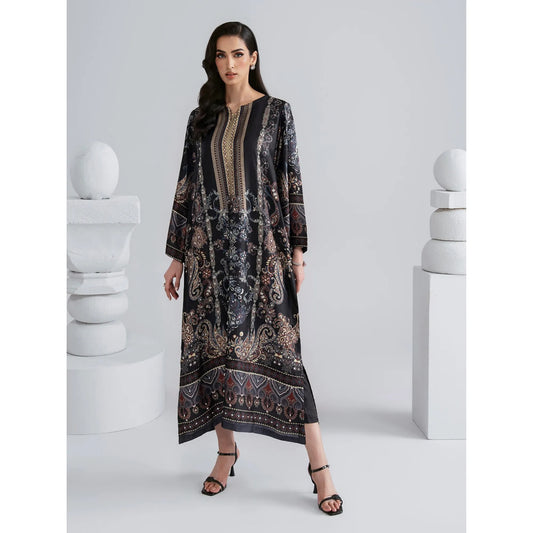 UAL-08 Printed Silk Kaftan with Trouser 2 Pc Set | Ally's
