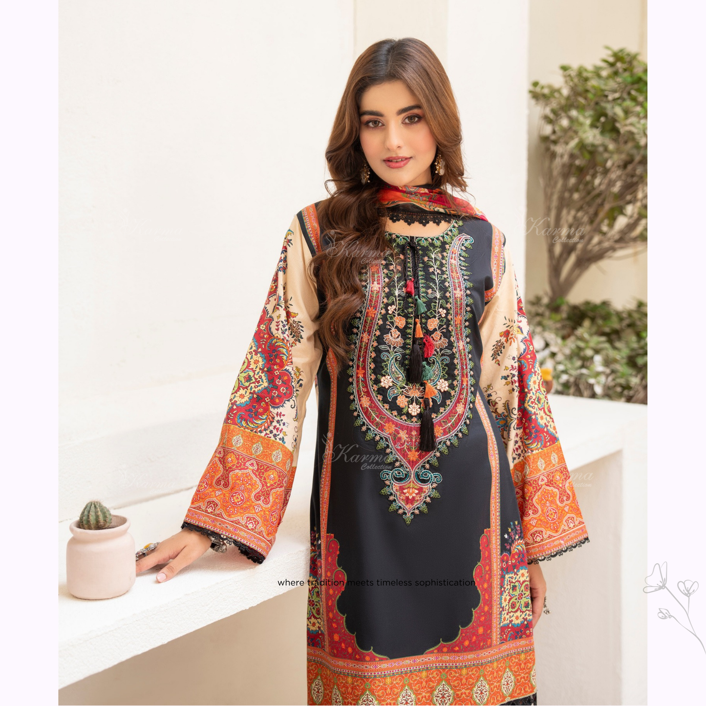 "Aina II" Embroidered Printed Lawn 3 Pc Collection by Karma Collection