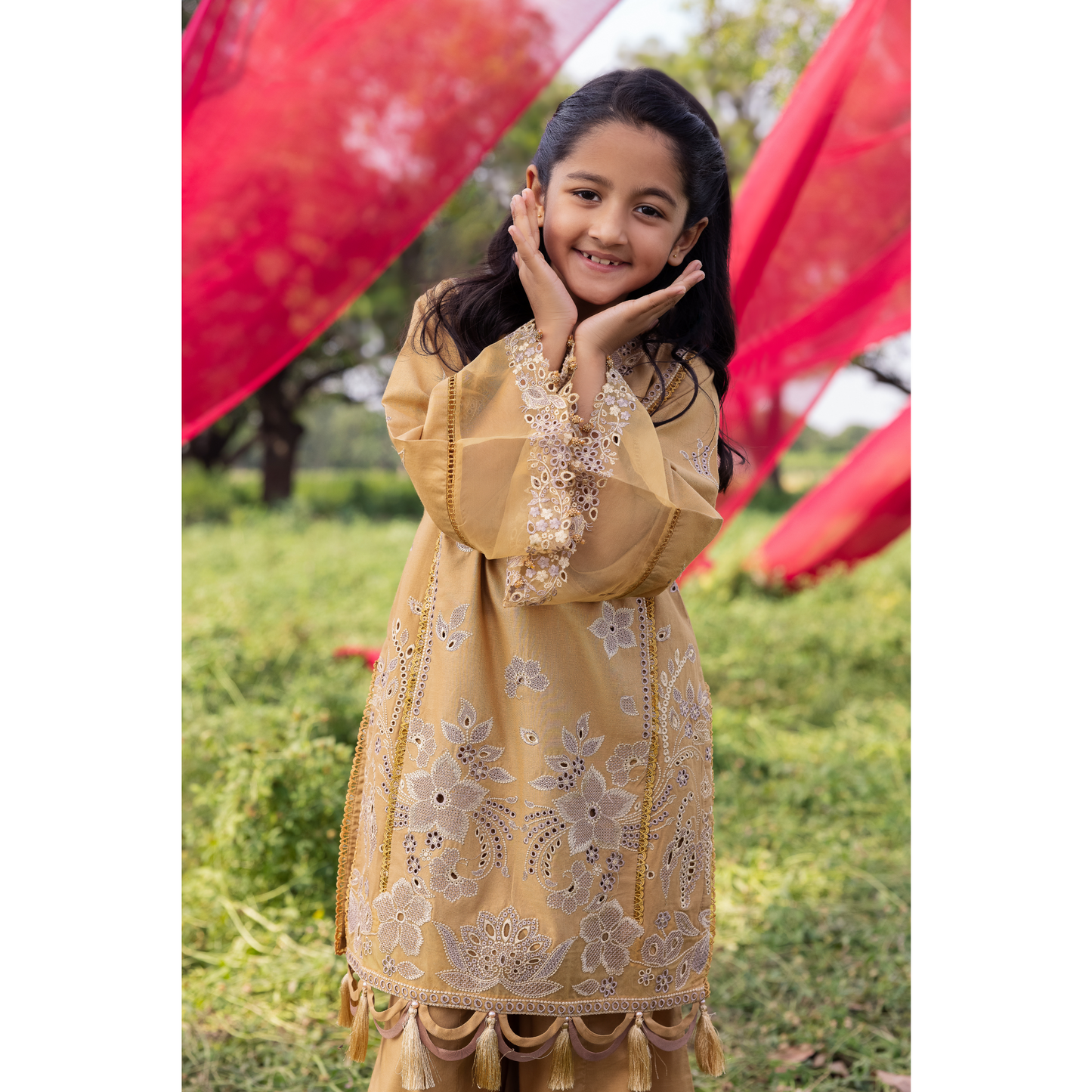 UAL-105 Luxury Festive Lawn Embroidered Mother–Daughter Matching Outfit Set by ALLY'S