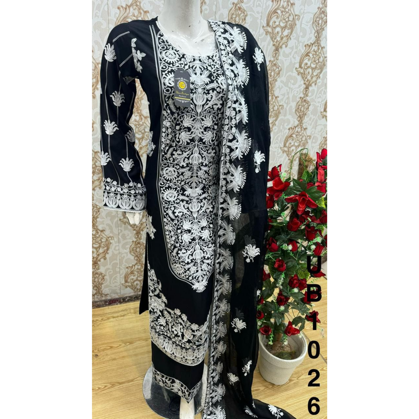 3 Pc Embroidered Linen Dress |Ready to Wear| UB