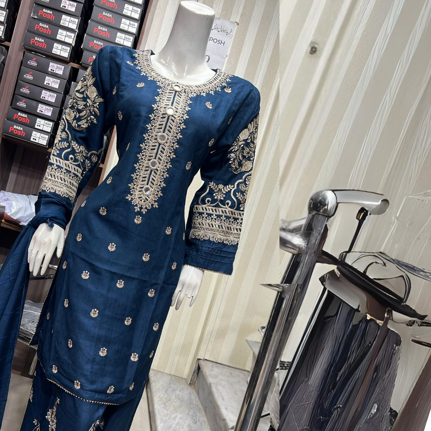 Embroidered Dhanak Dress with Pashmina Shawl | Ready to Wear Winter Collection UMNAA