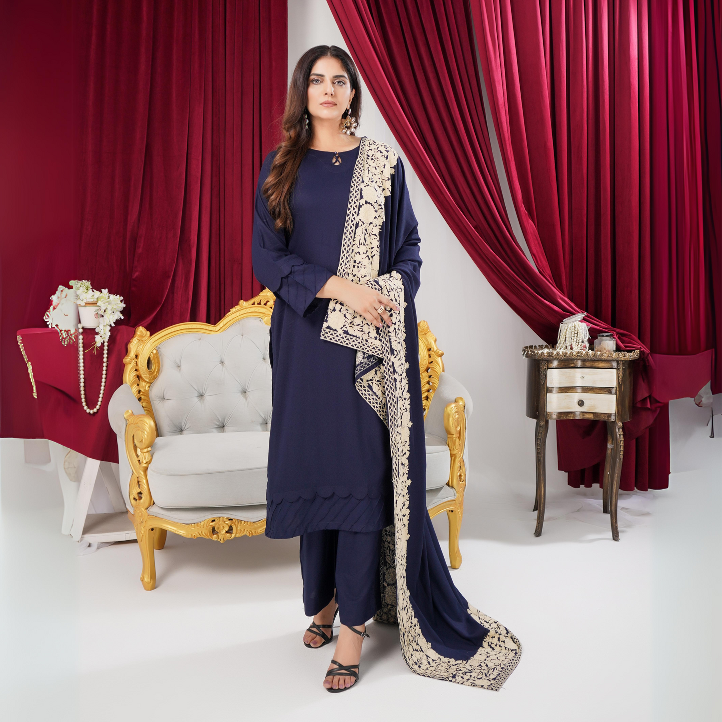 3 Pc Dhanak Shirt & trouser with Dhanak Shawl | Winter Collection | SIMRANS