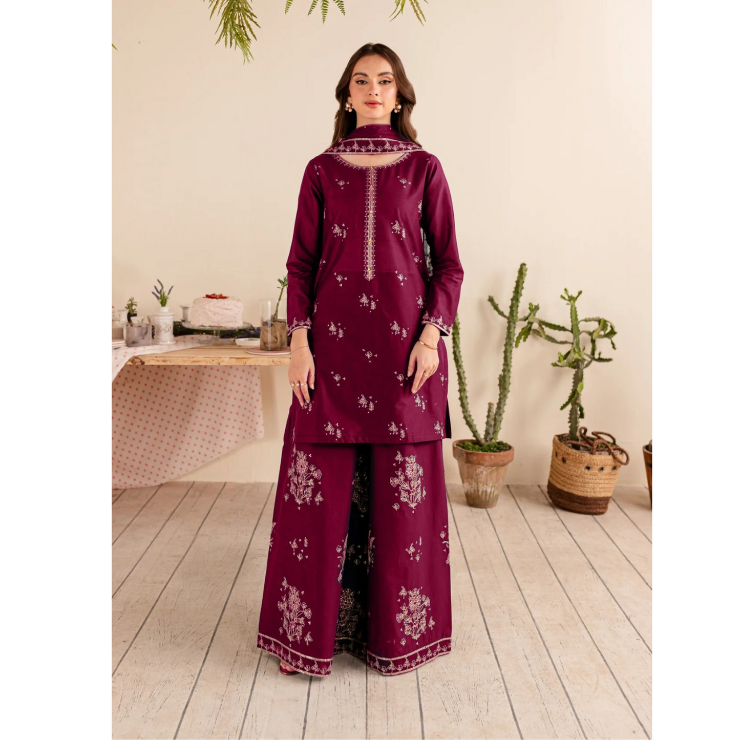 UA-39 3 Pc Embroidered Cotton Collection | Ready to Wear | UMNAA