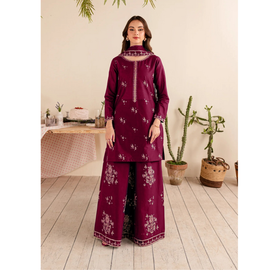 UA-39 3 Pc Embroidered Cotton Collection | Ready to Wear | UMNAA