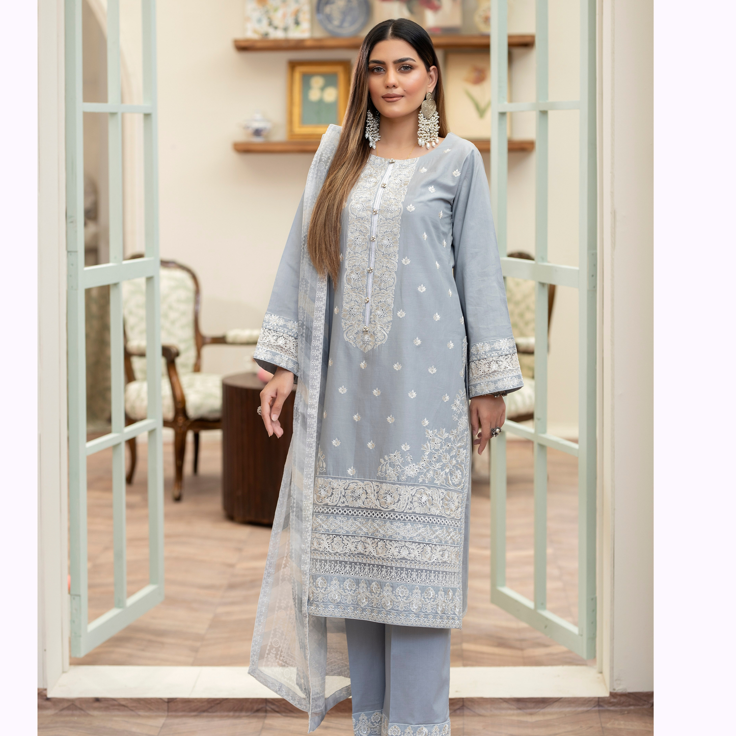 KC-1455 Embroidered Cotton Collection Ready to Wear 3 Pc - Karma Collection