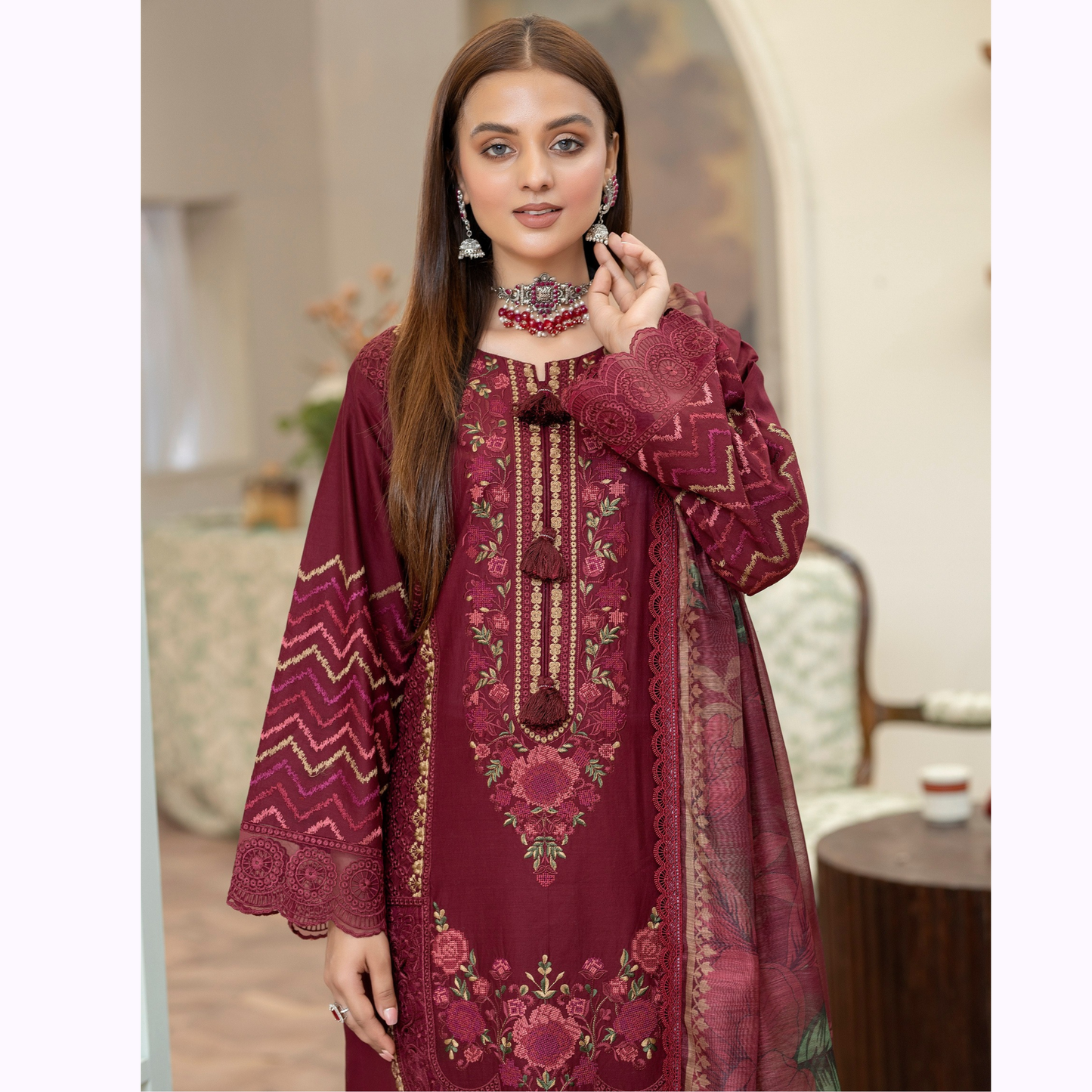 KC-1456 Embroidered Cotton Collection Ready to Wear 3 Pc - Karma Collection