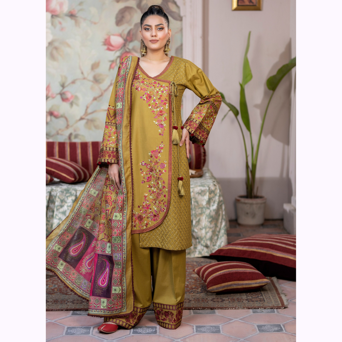 KC-1450 Trendy farshi Shalwar Embroidered Cotton Collection Ready to Wear 3 Pc - Karma Collection
