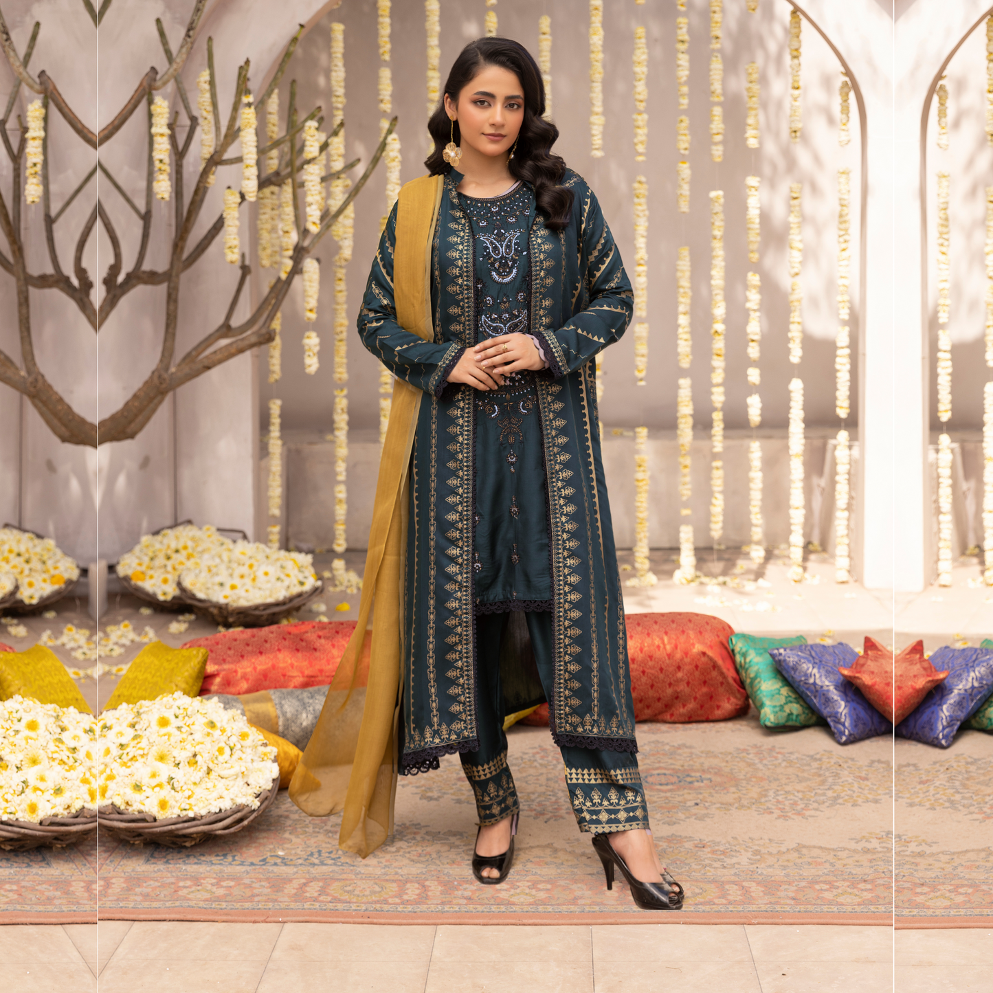 UMS-21 Luxury Embroidered Court Style Arabic Linen Collection | Ready to Wear | Simrans