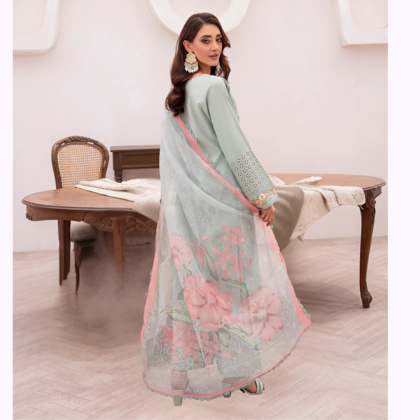 KC-1482 Embroidered Luxury Chikankari Cambric Cotton Collection | Ready to Wear | Karma Collection