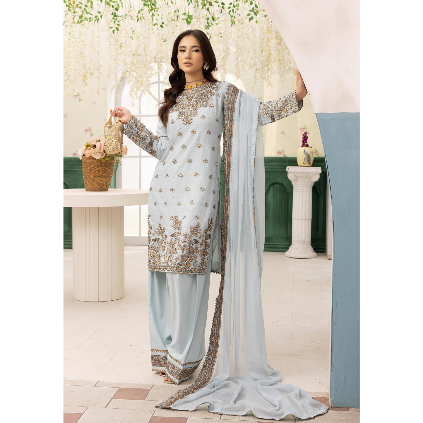 UMS-27 "NIDA LUX SHIFFON" Luxury Chiffon with Farshi Shalwar Collection | Ready to Wear | Simrans