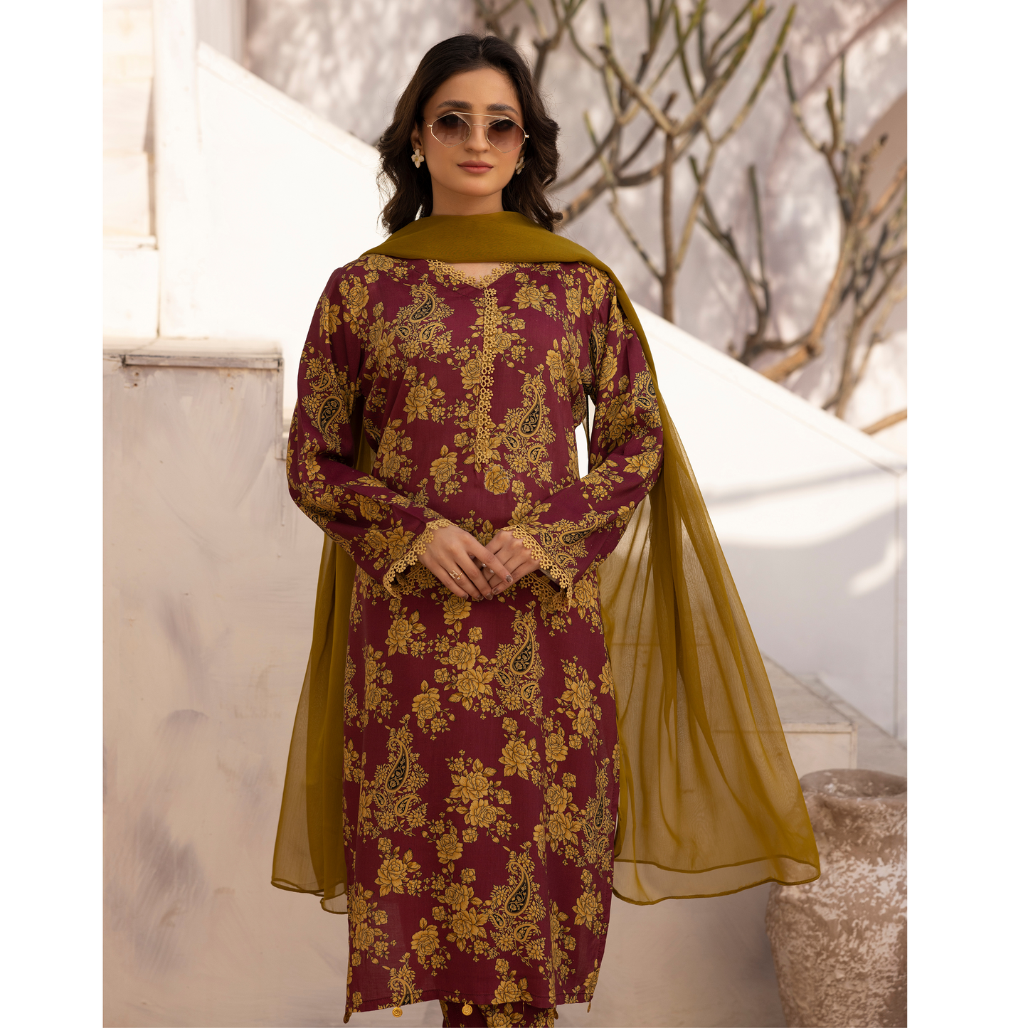 UMS-34 Mariyah Printed Linen 3 Pc Collection by Simrans asian clothes Casual Ready to Wear Pakistani dress