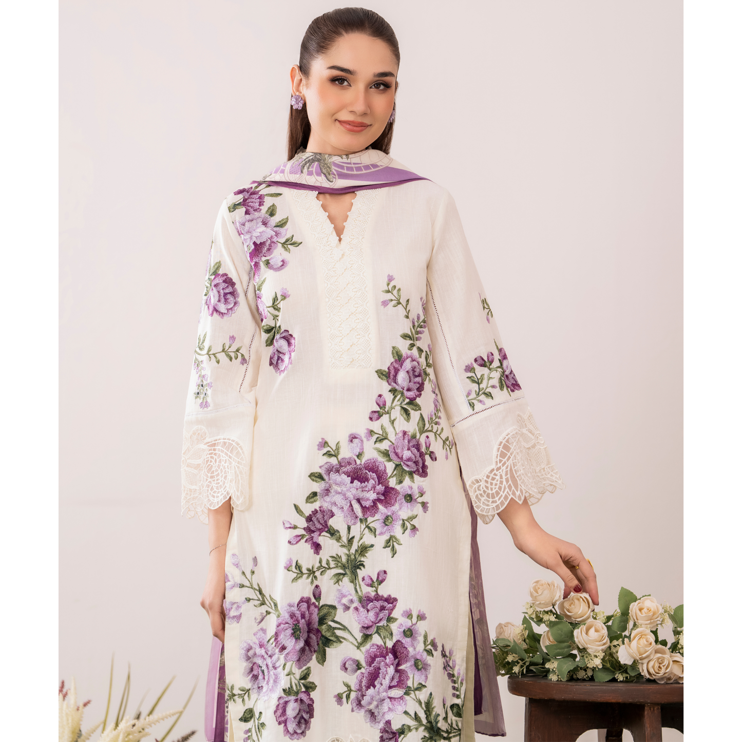 UA-119 Embroidered khaddar 3 Pc Collection | Ready to Wear | Umnaa