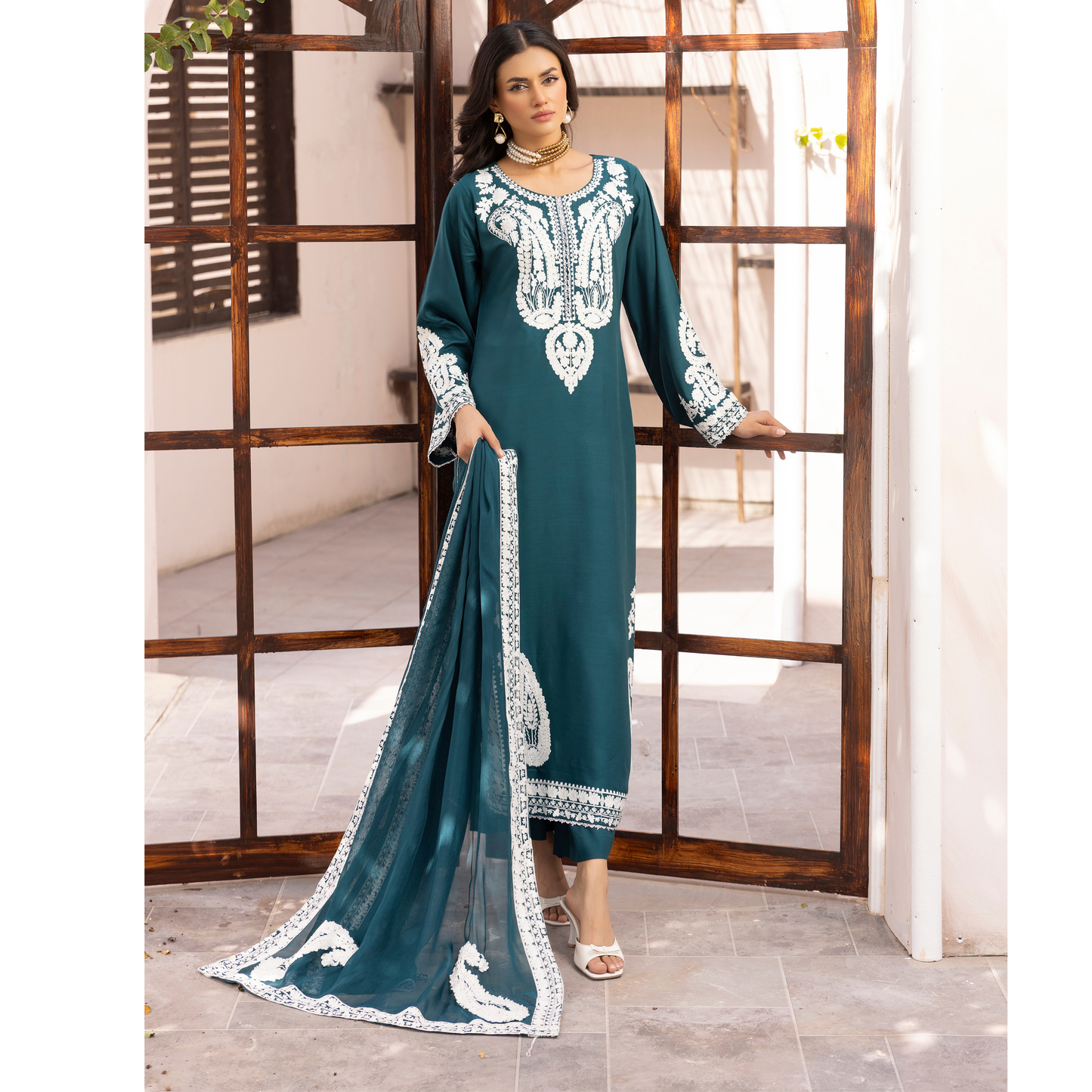 UMS-40 Almila by Simrans Dhanak Embroidered 3 Pc Collection Asian Clothes | Modest Wear