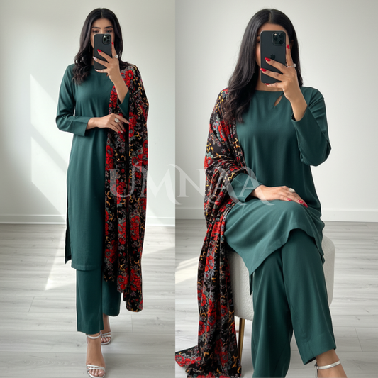 3 Pc Dhanak Collection with Palachi Shawl | Winter Collection | Raniya.h