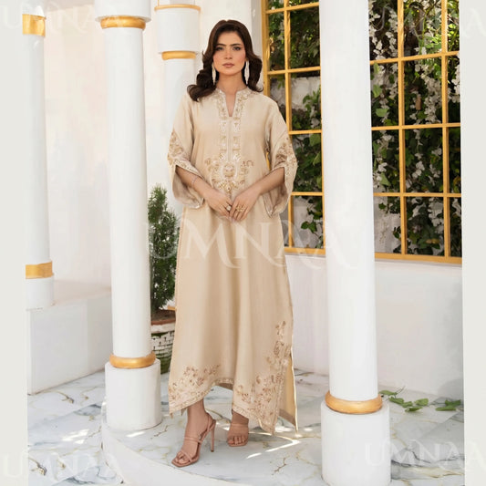 UA-188 Lava Silk Kaftan Dress Embroidered 1 Piece Festive Wear by Umnaa