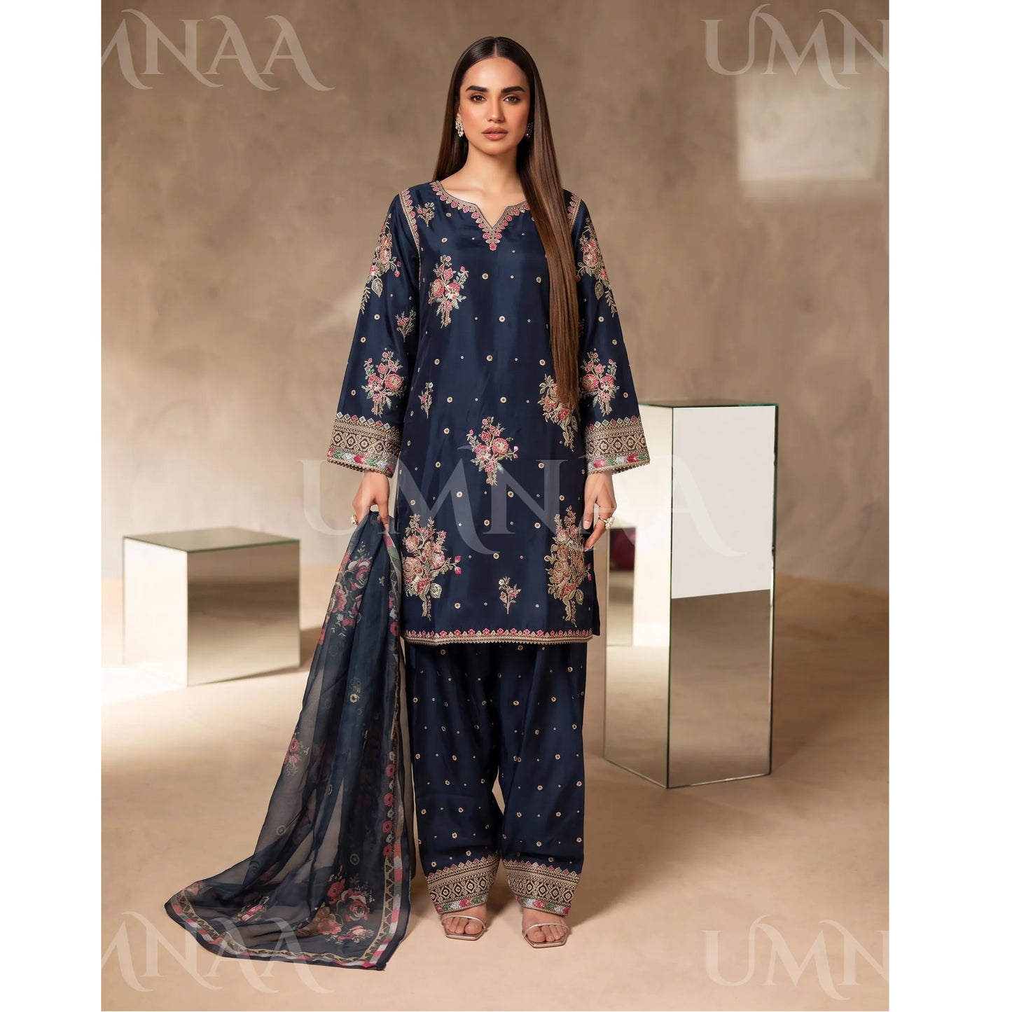 UA-262 Embroidered Farshi Shalwar Luxury Pakistani Dress by Umnaa