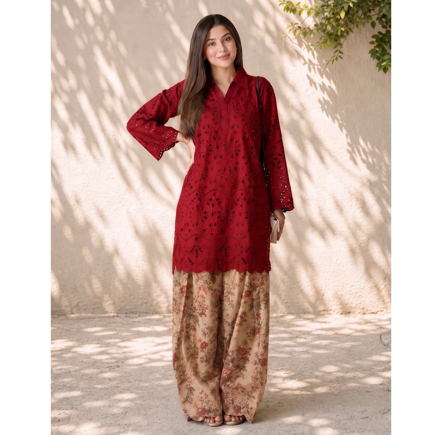 UA-273 Cambric Cotton Co-Ords Farshi Shalwar 2 Piece | Umnaa