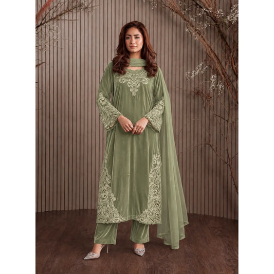 UA-300 Embroidered Velvet 3 Pc Collection | Umnna