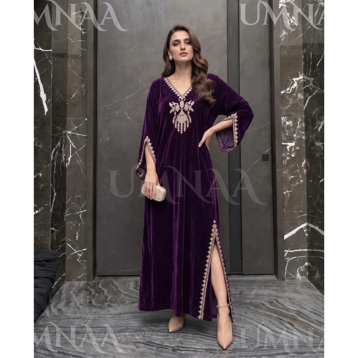 UA-304 Luxury Embroidered Kaftan 1 Pc | Umnaa