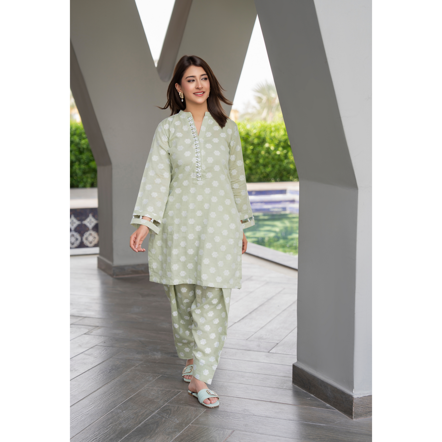 UA-86 2 Pc Jacquard Lawn Co-Ords Set | Ready to Wear | Umnaa