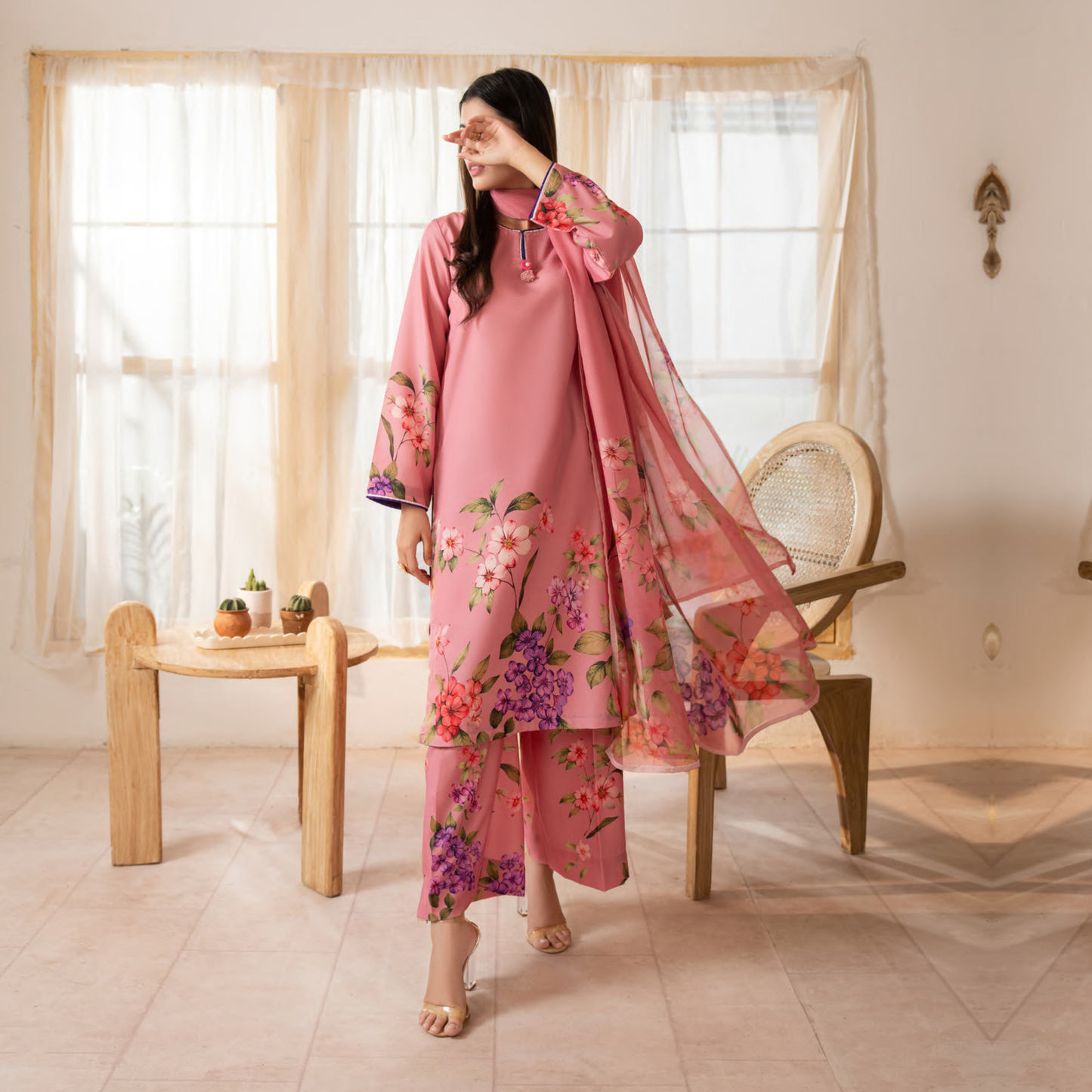 UCA-26 "Gul e Jana" Viscose Silk 3 Pc Collection by Casuallite