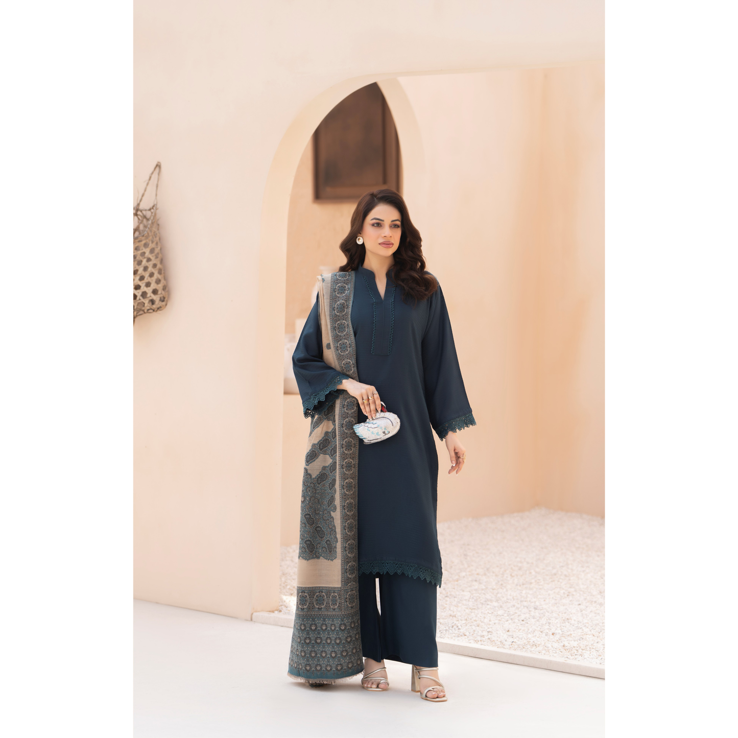RA-23 Dhanak Dress with Kashmiri Wool Shawl 3 Pc Collection |Ready to Wear | Winter Collection | Raniya.h