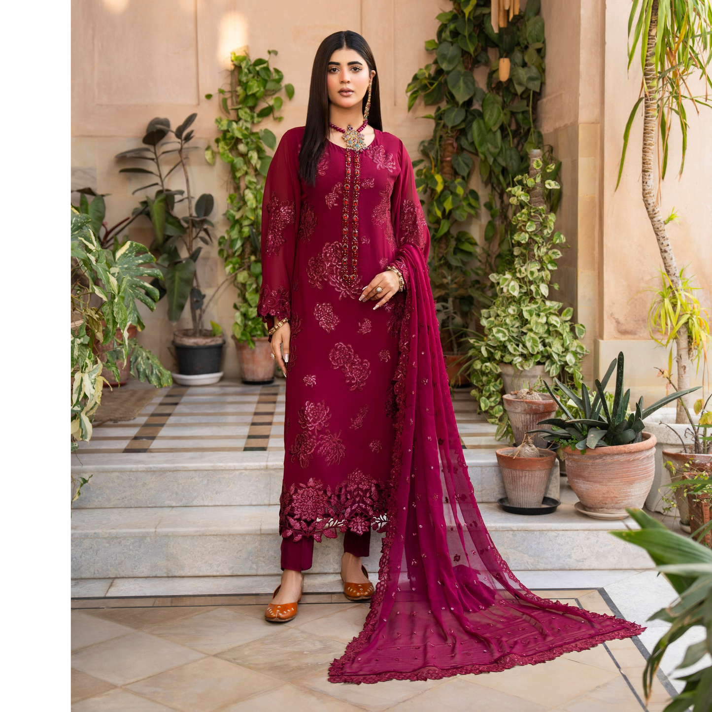 F-497 "Hayat" Embroidered Georgette Chiffon 3 Pc by Karma Collection Collection