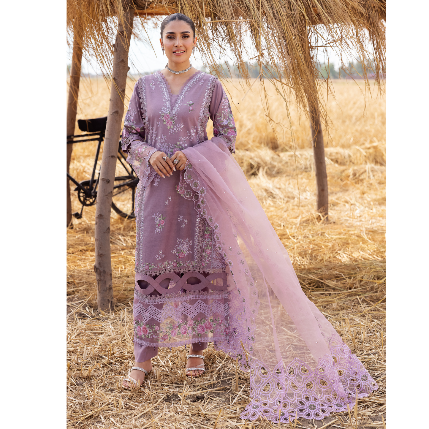 UAL-105 Luxury Festive Lawn Embroidered Mother–Daughter Matching Outfit Set by ALLY'S