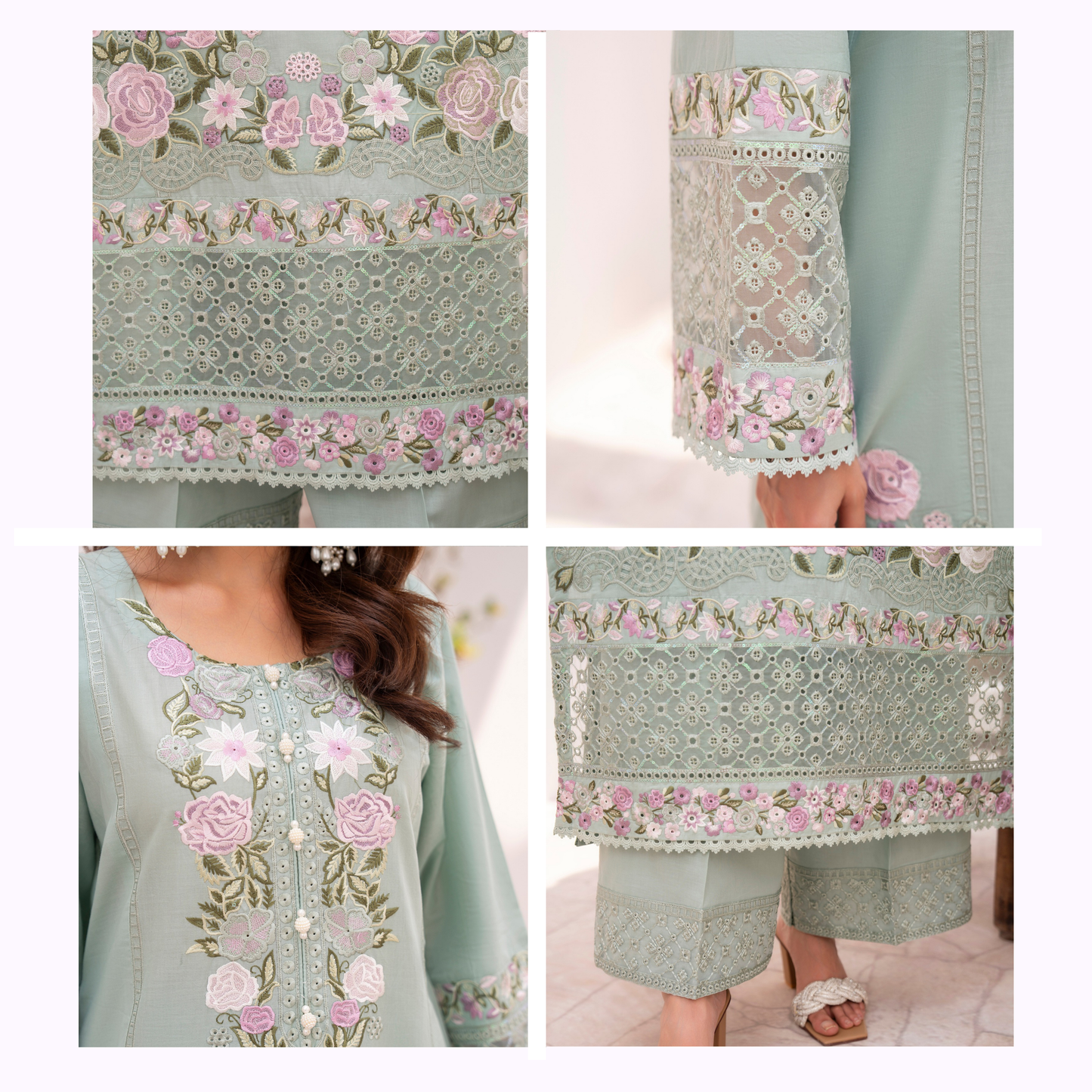 KC-1478 Embroidered Luxury Chikankari Cambric Cotton Collection | Ready to Wear | Karma Collection