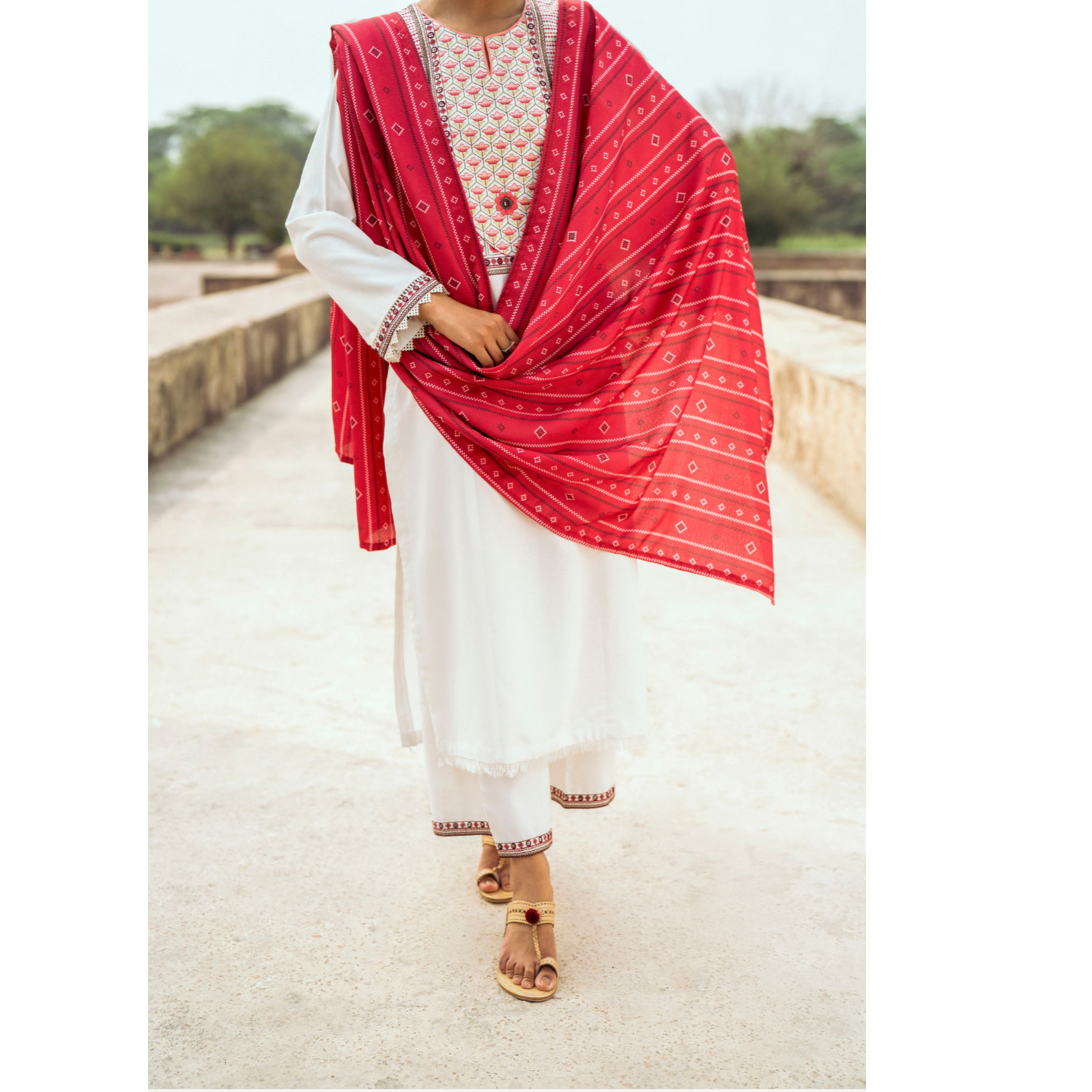 (Cream) Embroidered Dhanak Collection Pc Ready to Wear by Casuallite