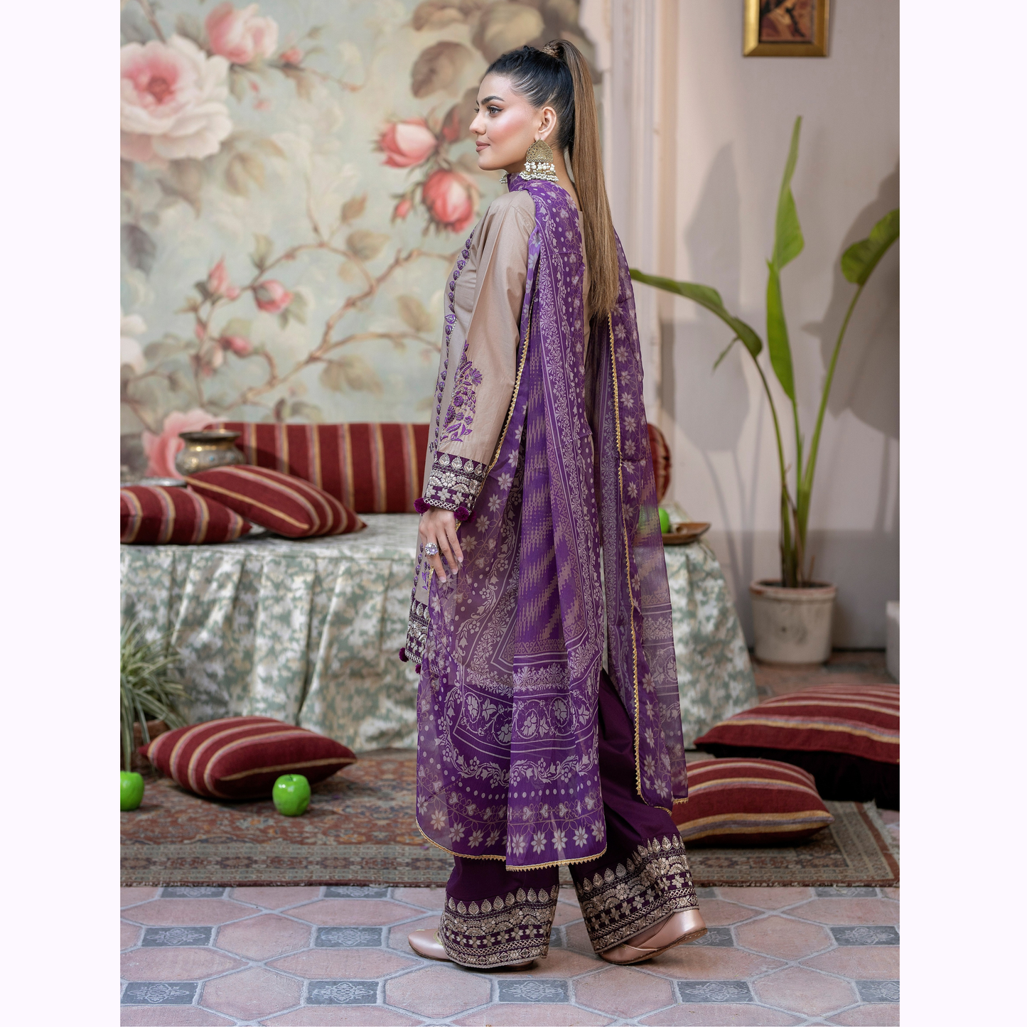 KC-1452 Trendy farshi Shalwar Embroidered Cotton Collection Ready to Wear 3 Pc - Karma Collection
